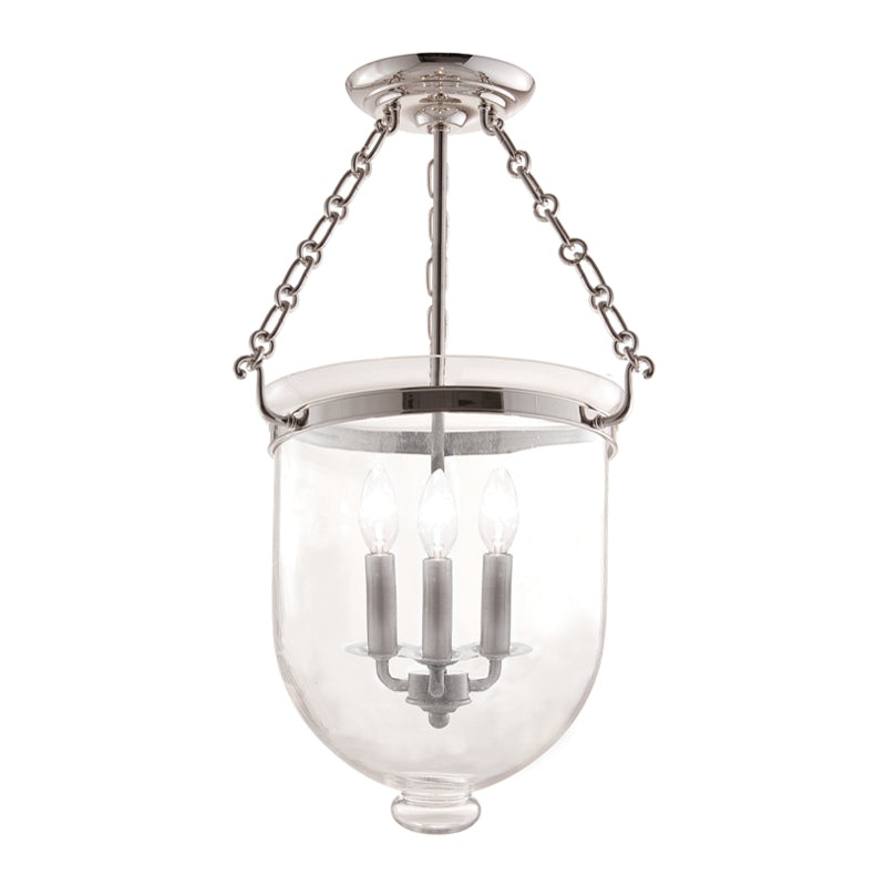 Three Light Semi Flush Mount from the Hampton Collection in Polished Nickel Finish by Hudson Valley
