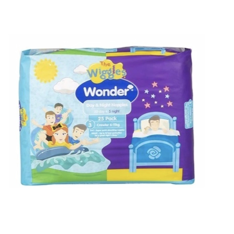 Wonder Pk25 the Wiggles Day & Night Nappies Diapers Crawler 6 – 11 Kg Size 3