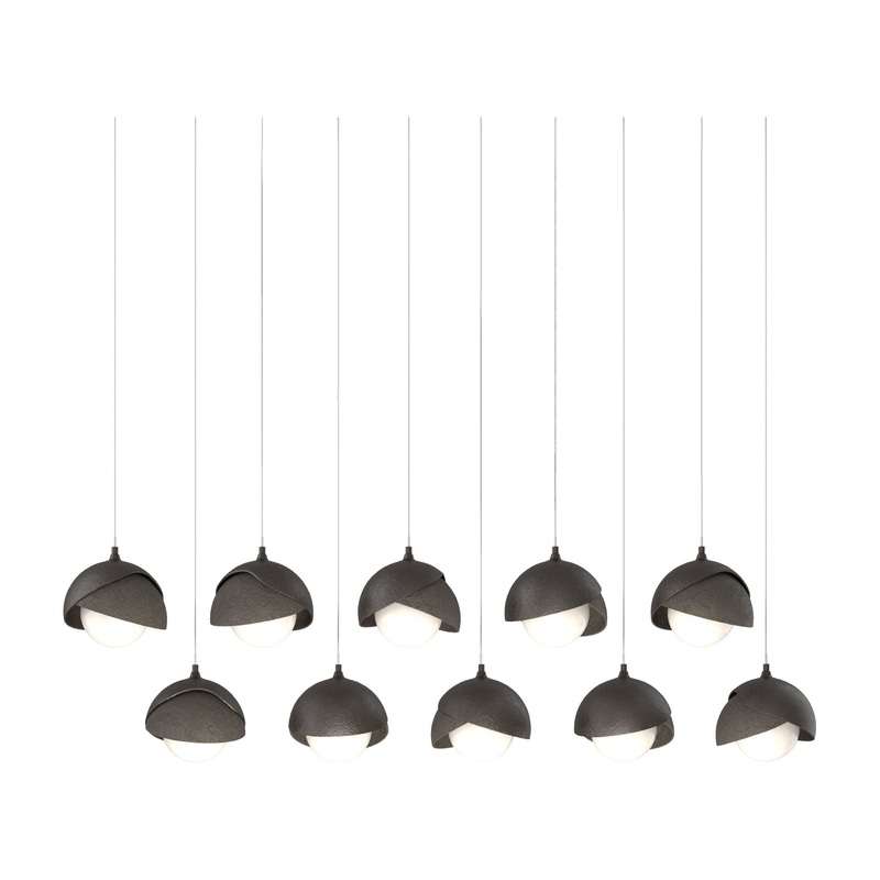 Brooklyn 10-Light Double Shade Pendant Oil Rubbed Bronze Dark Smoke