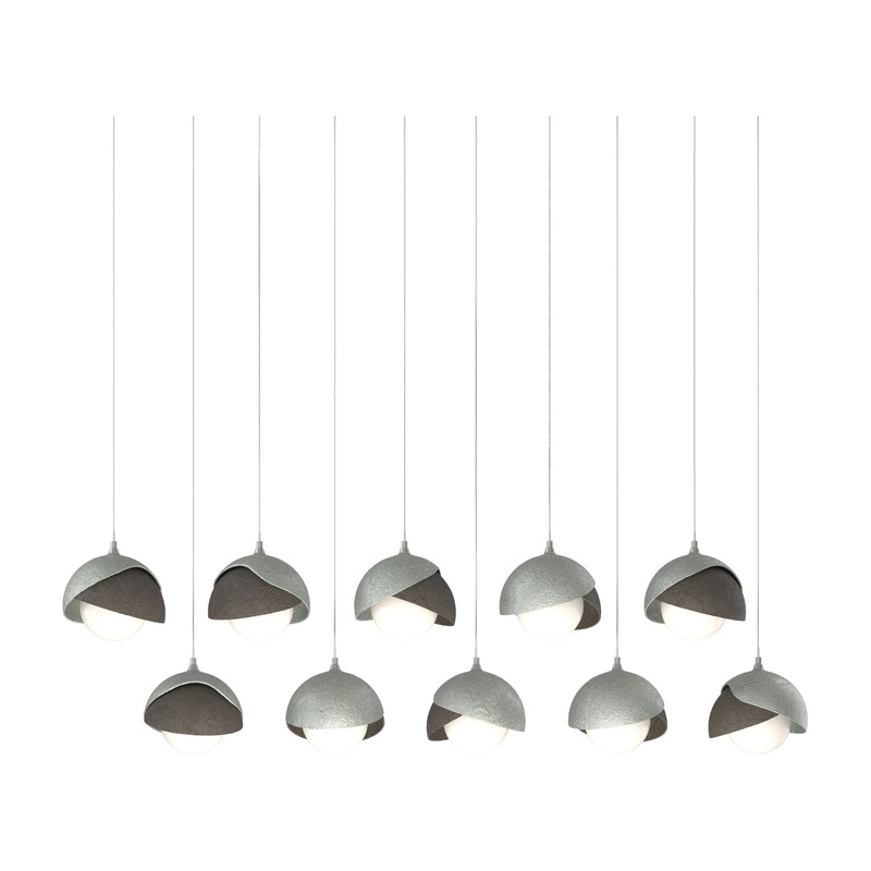 Brooklyn 10-Light Double Shade Pendant Vintage Platinum Dark Smoke