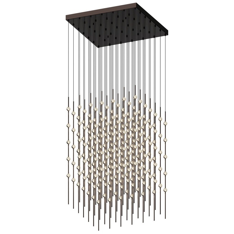 Constellation Cosmic Cube 30″ LED Pendant Espresso Black with Clear Faceted Acrylic 3000K 10′ Adjustable Cord