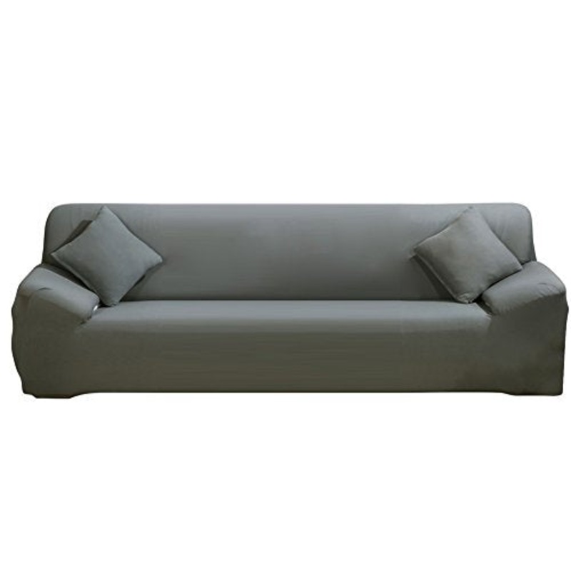 ele ELEOPTION Copridivano, Copridivano Elasticizzato, Copridivano in Poliestere, Copridivano Morbido Antiscivolo in Tessuto Spandex, Grigio, 4 Posto (Lunghezza Divano 220-300cm)