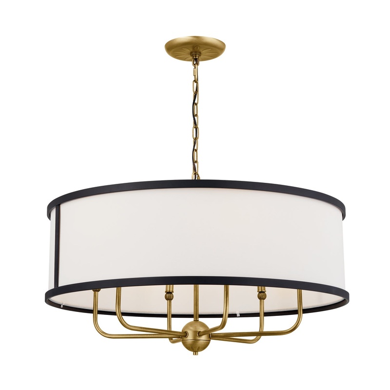 Kichler 52466NBR Six Light Chandelier, Natural Brass