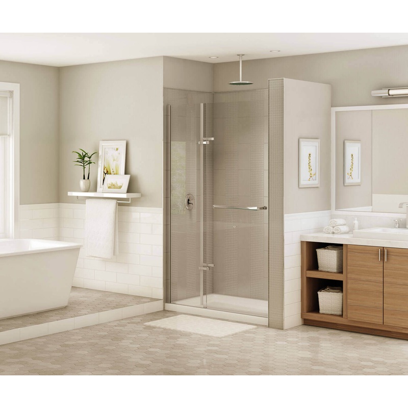 MAAX 136677-900-084-000 Reveal 71 41 -44  x 71  in. 8mm Pivot Shower Door for Alcove Installation with Clear glass in Chrome