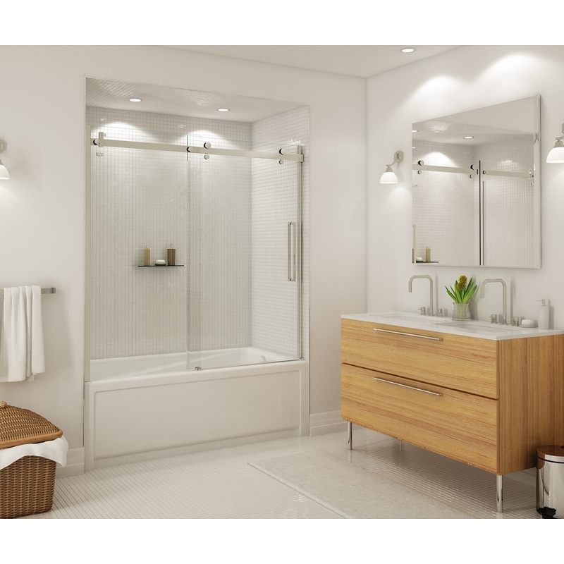 MAAX 139398-900-305-000 Halo 56 -59 x 59 in. 8 mm Sliding Tub Door for Alcove Installation with Clear glass in Brushed Nickel