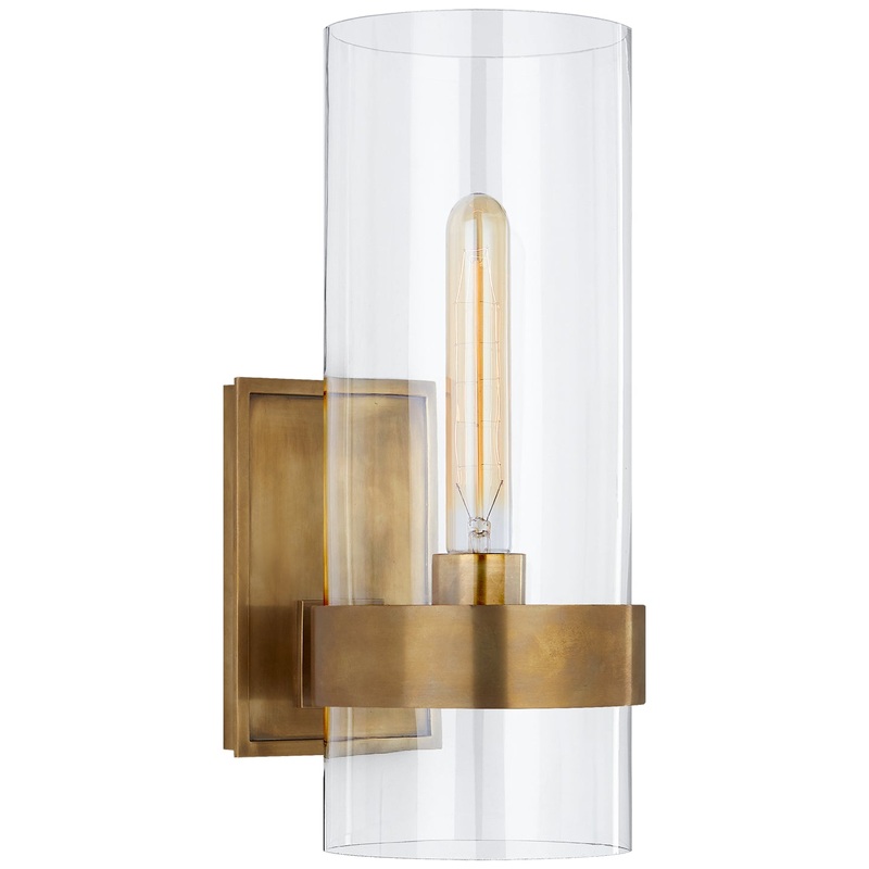 One Light Wall Sconce from the Presidio Collection in Hand-Rubbed Antique Brass Finish by Visual Comfort Signature
