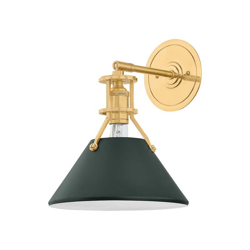 Painted No.2 1-Light Wall Sconce Aged Brass/Soft Studio Green