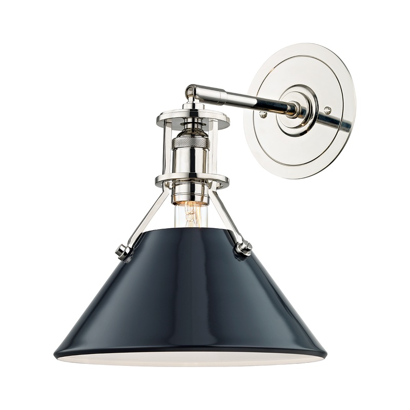 Painted No.2 1-Light Wall Sconce Polished Nickel/Darkest Blue