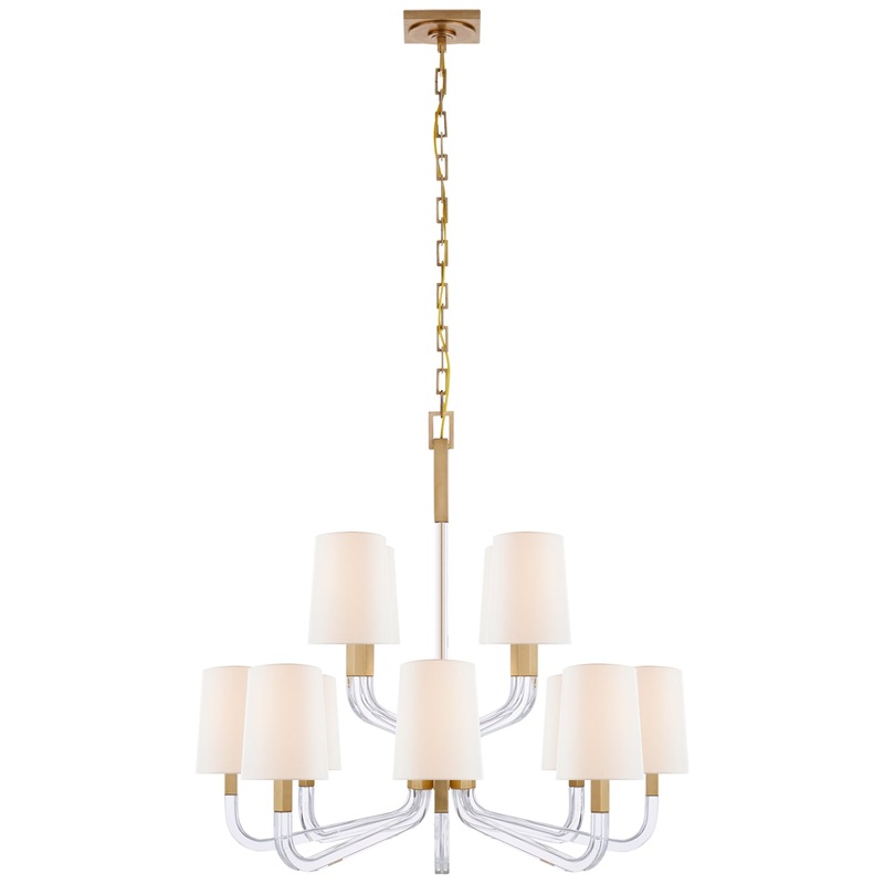 12 Light Chandelier from the Reagan Collection in Antique-Burnished Brass And Crystal Finish by Visual Comfort Signature