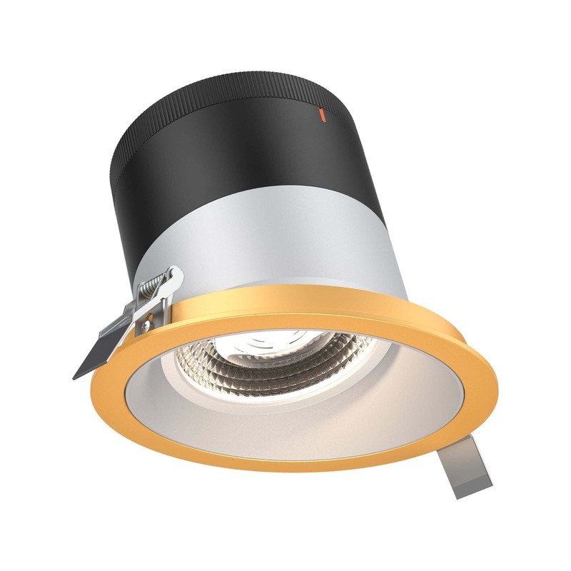 6″ Modular Downlight Alzak with Gold Trim 35 Degrees Sloped Ceiling