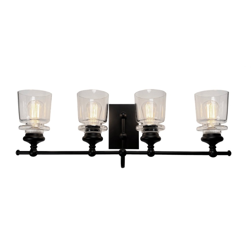 Castara Bathroom Vanity Light – Black & Brass / 4-Light