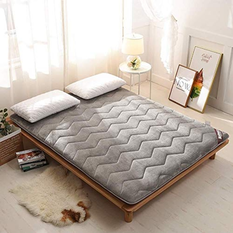 huan Super Spessore Flanella Tatami Tappetino, Futon coprimaterasso Pad Sleeping in The Ground Dolce Giapponese Pieghevole (Colore : Grigio, Size : 100x200cm(39x79inch))
