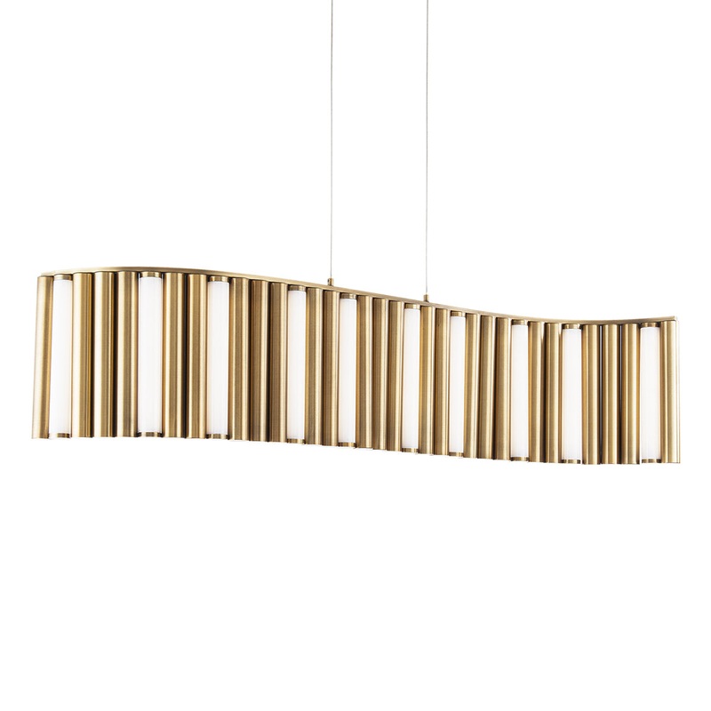 LED Linear Pendant from the Aretha Collection in Aged Brass Finish by Modern Forms