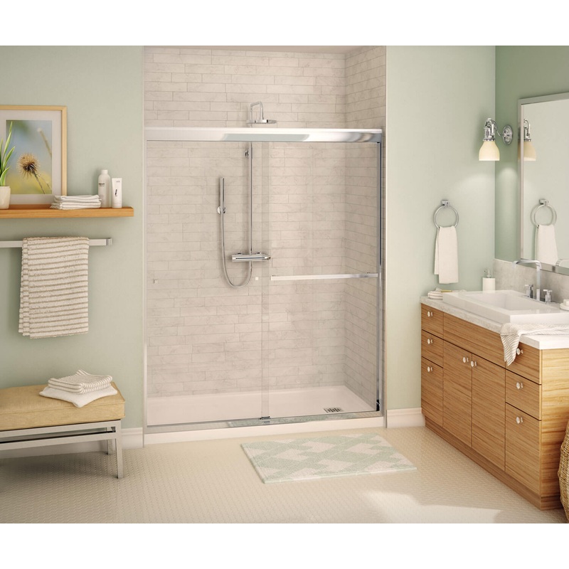 MAAX 135672-900-084-000 Aura 55-59 x 71 in. 8 mm Bypass Shower Door for Alcove Installation with Clear glass in Chrome