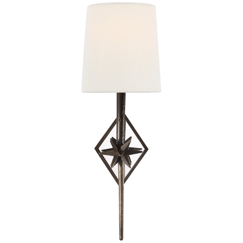 One Light Wall Sconce from the Etoile Collection in Aged Iron Finish by Visual Comfort Signature
