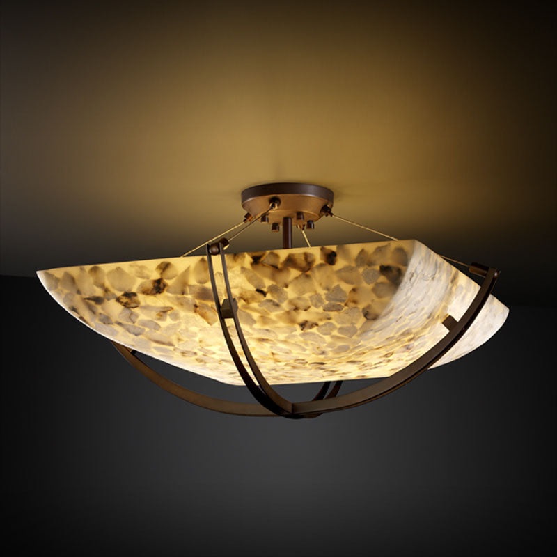 Semi-Flush Mount from the Alabaster Rocks! Collection in Dark Bronze Finish by Justice Designs