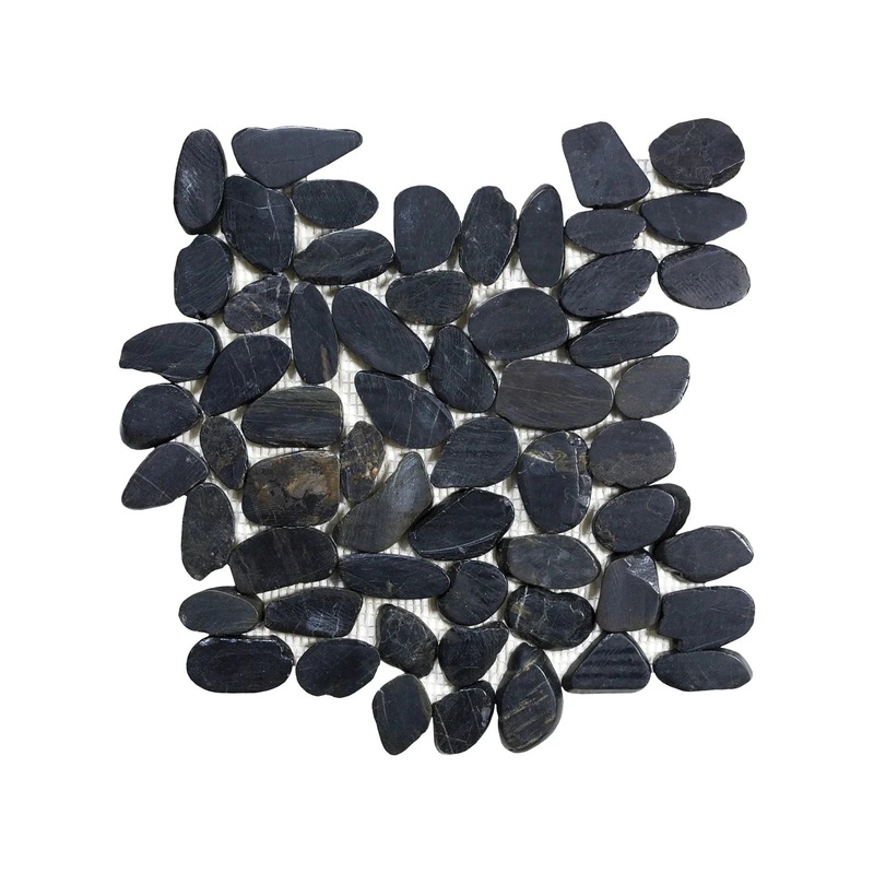 Zen Tahitian Black Sand Flat Polished Pebble Mosaics. 1 Sheet = Sq. Ft. (76-356)