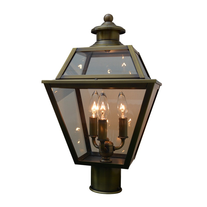 Arroyo INP-10GRCLR-AB Inverness Three Light Post Mount Antique Brass