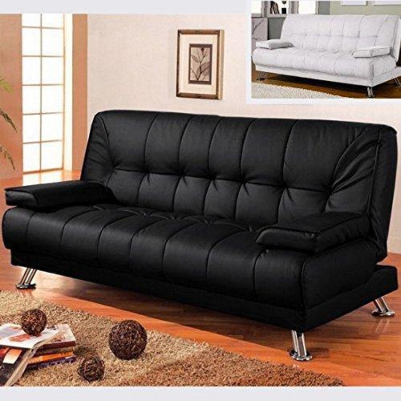 Bagno Italia Divano Letto Sofa 187×88 Nero Ecopelle braccioli antiribaltamento Soggiorno Salotto Modello Francesca I