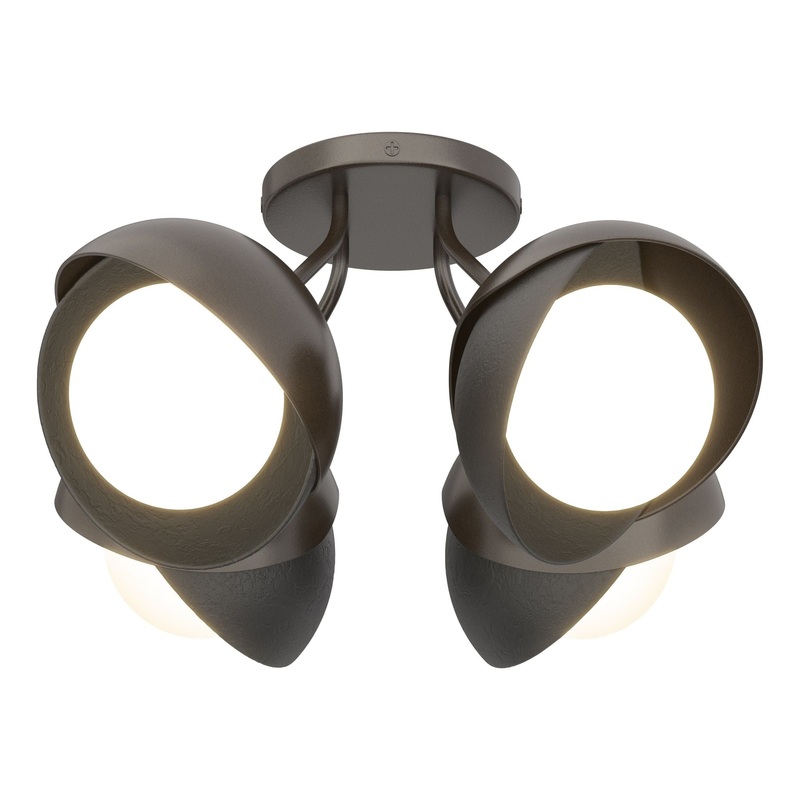 Brooklyn 4-Light Double Shade Semi-Flush Oil Rubbed Bronze Black