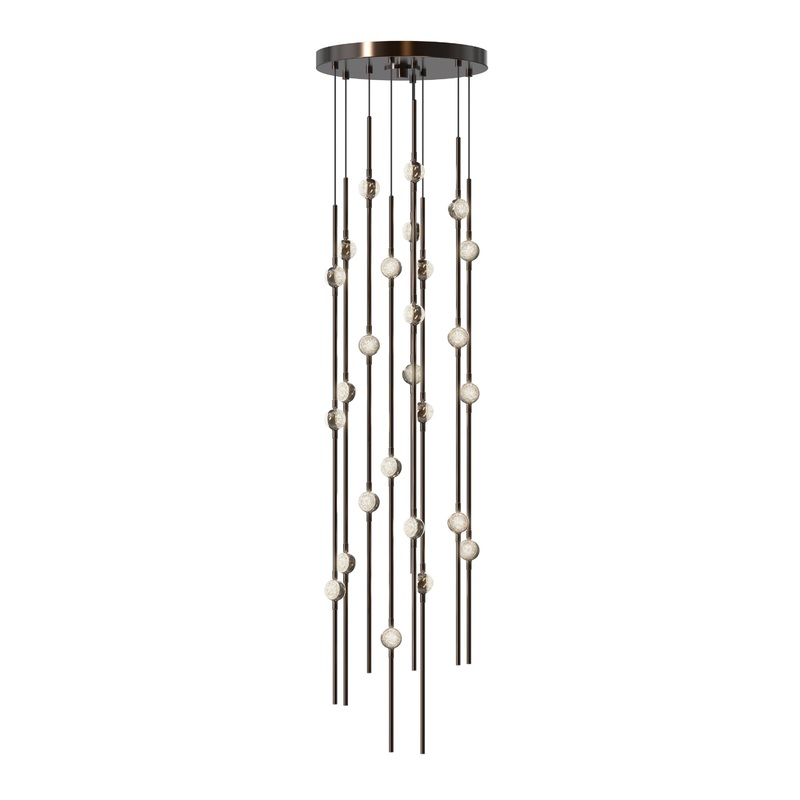 Constellation Andromeda Short 12″ Round LED Pendant Espresso Black with Clear Faceted Acrylic 3000K 20′ Adjustable Cord