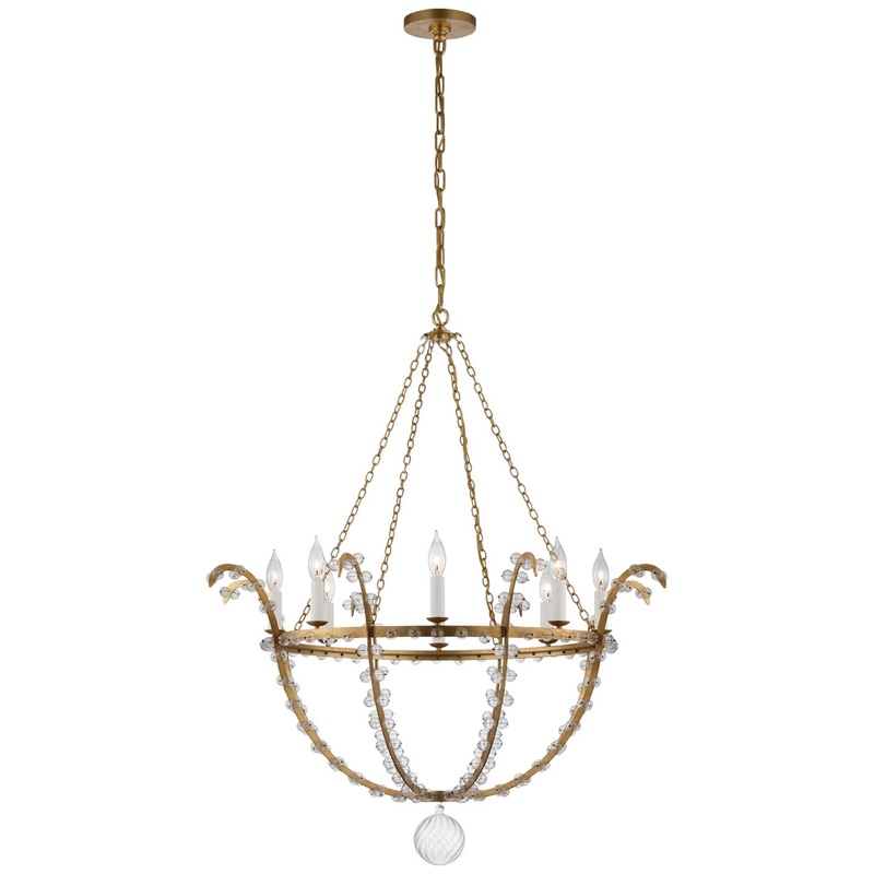 LED Chandelier from the Alonzo Collection in Gild And Clear Glass Finish by Visual Comfort Signature