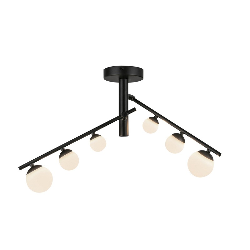 LED Semi-Flush Mount from the Juniper Collection in Black/Opal Glass Finish by Kuzco Lighting