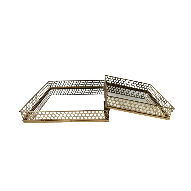 Nina Tray – Rectangle – Set of 2 – Gold