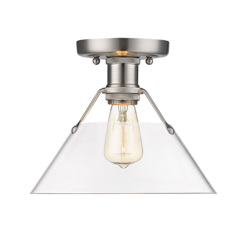 One Light Flush Mount from the Orwell Collection in Pewter Finish by Golden