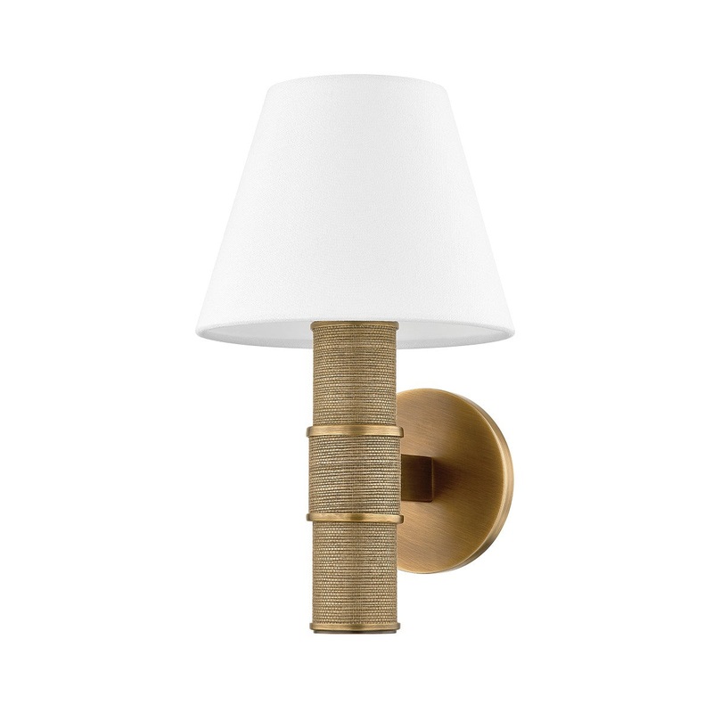 One Light Wall Sconce from the Denton Collection in Patina Brass Finish by Troy Lighting