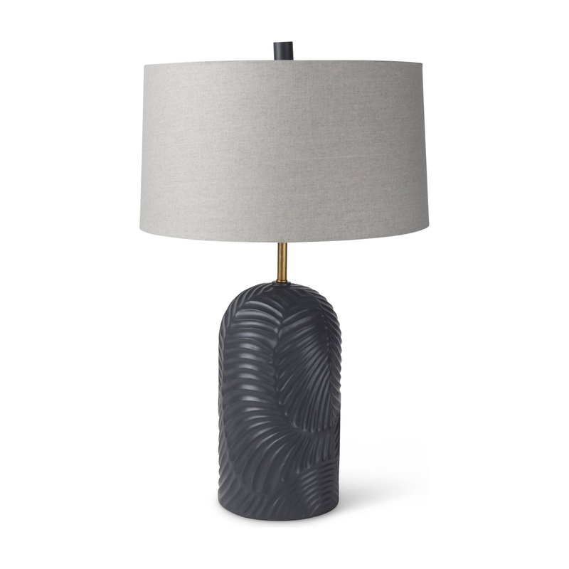 Quinn Table Lamp Navy | Beige Shade