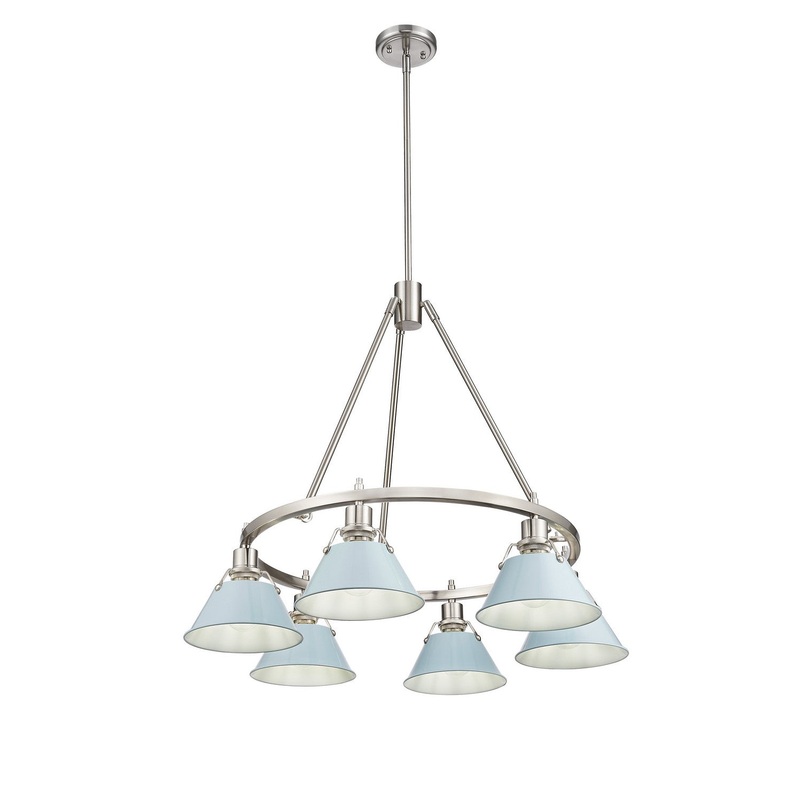Six Light Chandelier from the Orwell Collection in Pewter Finish by Golden