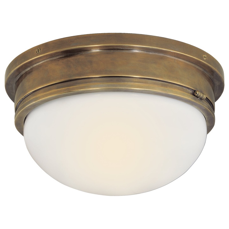Two Light Flush Mount from the Marine Collection in Hand-Rubbed Antique Brass Finish by Visual Comfort Signature