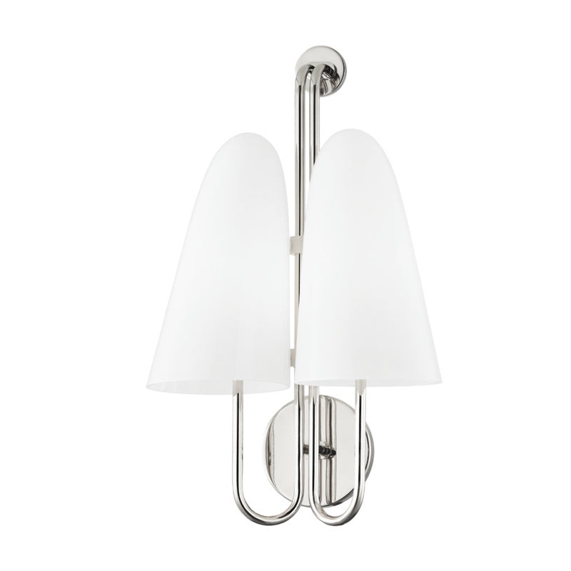 Two Light Wall Sconce from the Slate Hill Collection in Polished Nickel Finish by Hudson Valley