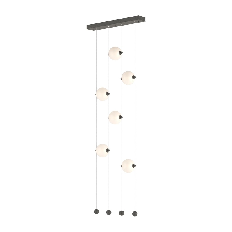Abacus 6-Light Ceiling-to-Floor LED Pendant Natural Iron Opal Glass (GG)