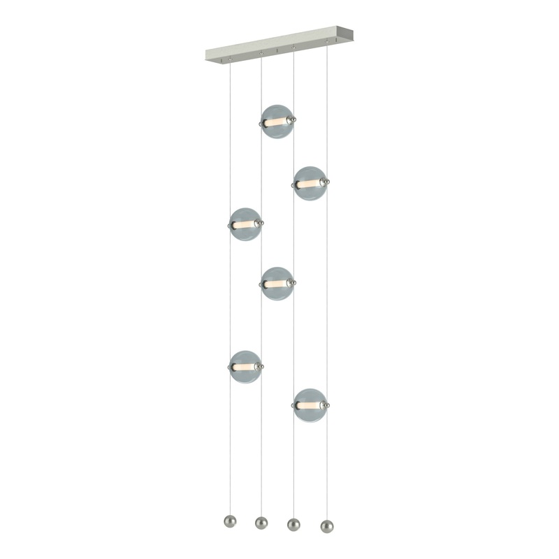Abacus 6-Light Ceiling-to-Floor LED Pendant Sterling Cool Grey Glass (YL)