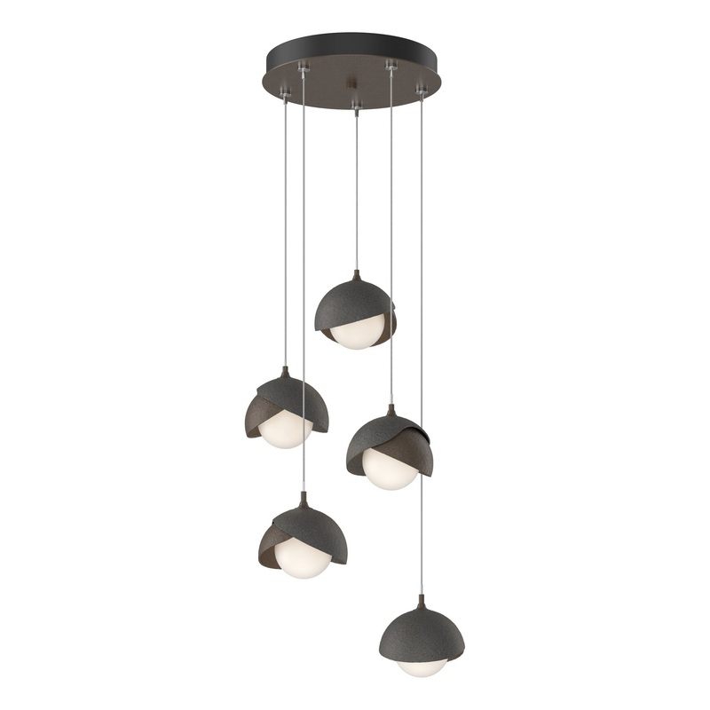 Brooklyn 5-Light Double Shade Pendant Bronze Natural Iron