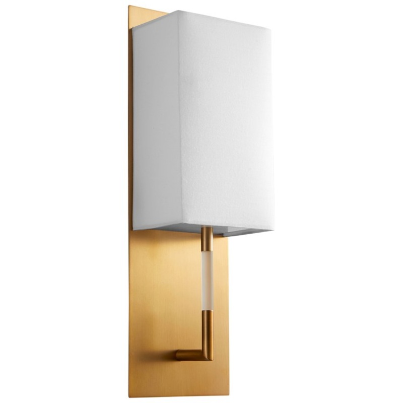 Epoch Single-Light Wall Sconce with Fabric Shade – Aged Brass