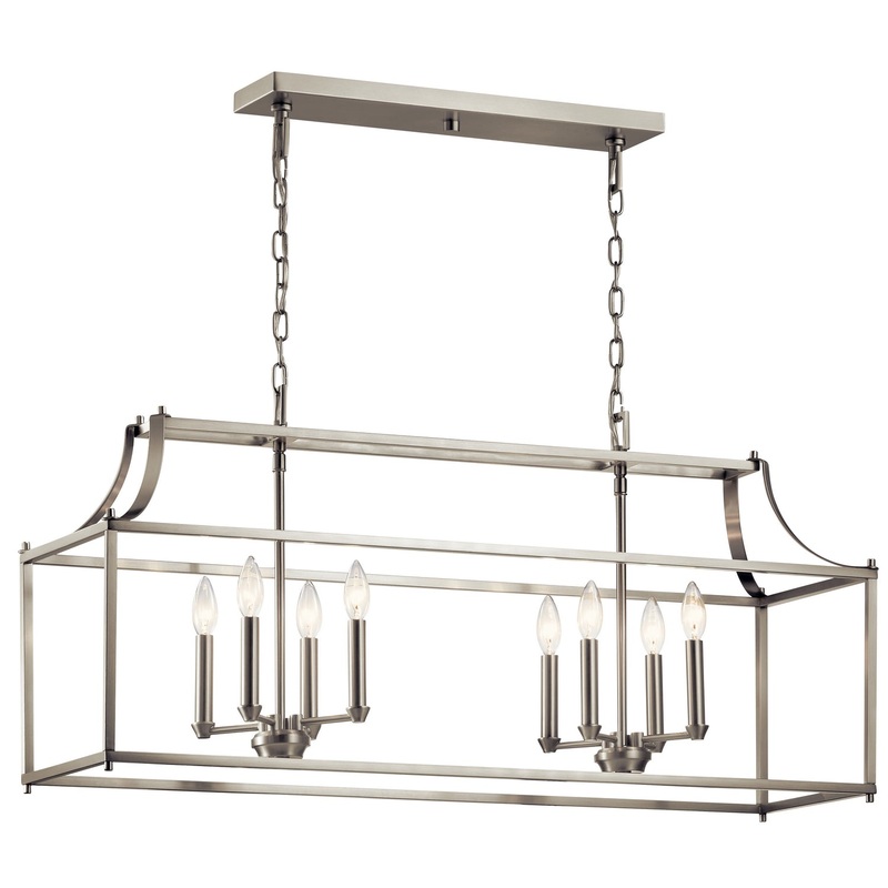 Kichler 42497NI Eight Light Linear Chandelier, Brushed Nickel