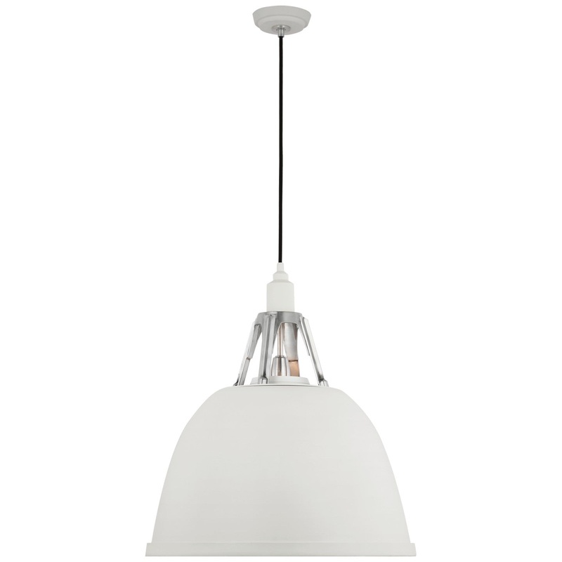 LED Pendant from the Gunner Collection in White And Polished Aluminum Finish by Visual Comfort Signature