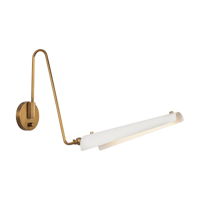 LED Vanity from the Osorio Collection in Matte White/Vintage Brass Finish by Alora