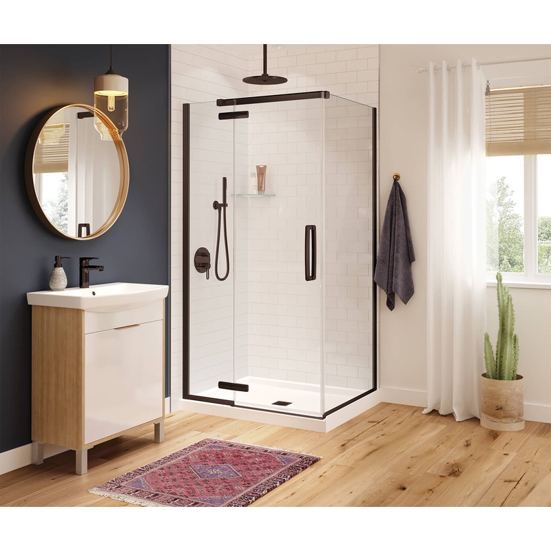 MAAX 137302-900-173-000 Hana Rectangular 42 x 34 x 75 in. 8mm Pivot Shower Door for Corner Installation with Clear glass in Dark Bronze