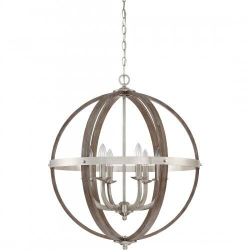 Quoizel FSN5206BN Fusion 6lts foyer  brushed nickel  24.5″d Pendant
