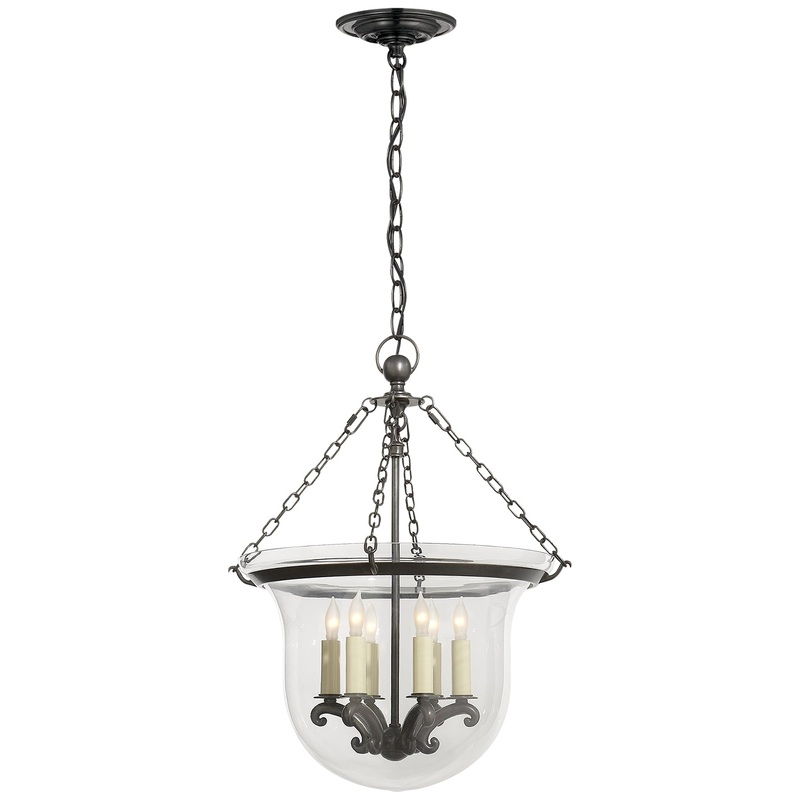 Six Light Lantern from the Country Bell Jar Collection in Bronze Finish by Visual Comfort Signature