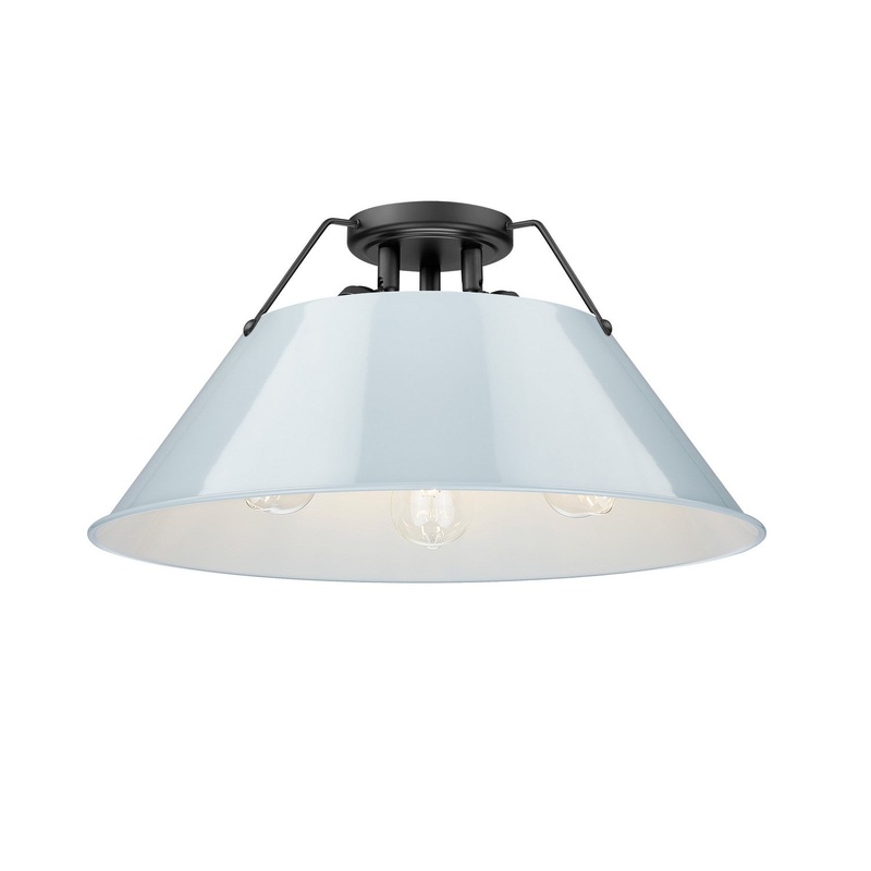 Three Light Flush Mount from the Orwell Collection in Matte Black Finish by Golden