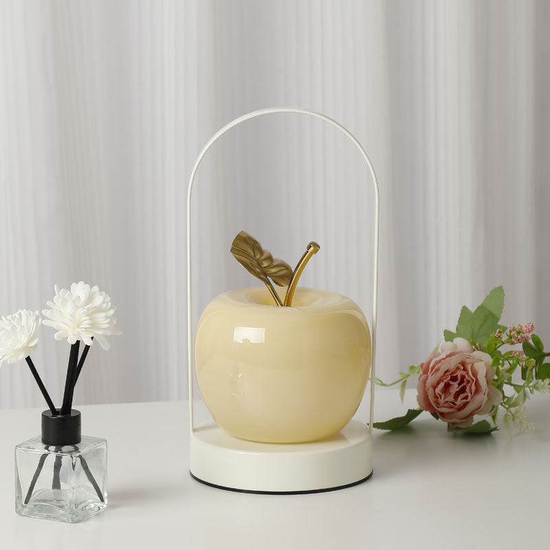 Yellow Decorative Apple Table Lamp – USB-C,  3 Light Modes, Metal Handle
