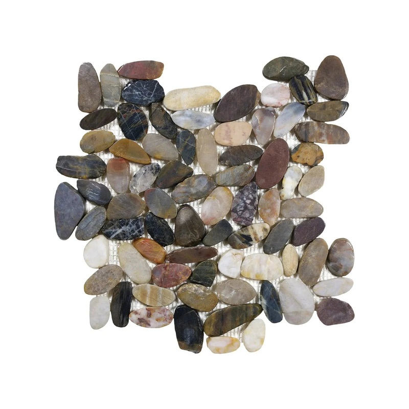 Zen Bora Wilderness ( Aka Forest ) Flat Polished Pebble Mosaics. 1 Sheet = Sq. Ft. (76-358)