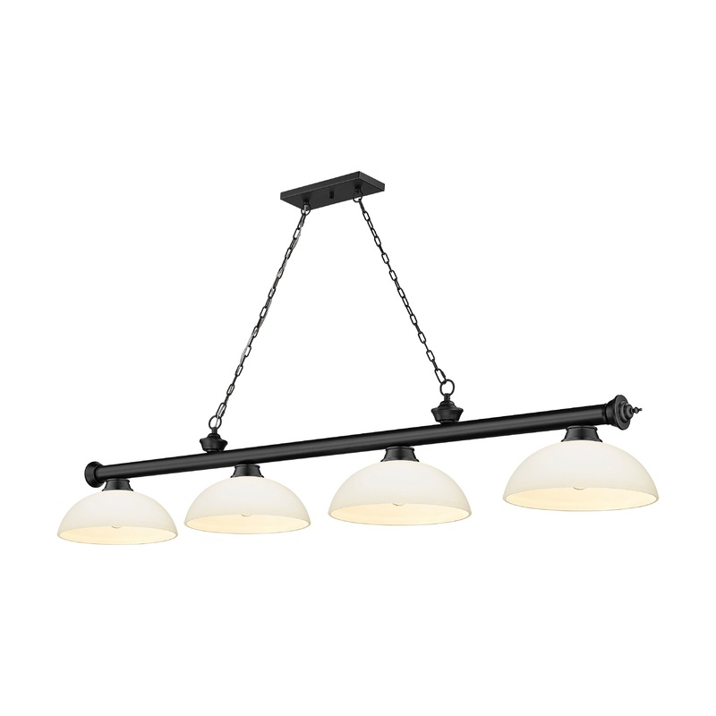 Cordon 4-Light Billiard Matte Black Dome Matte Opal Glass