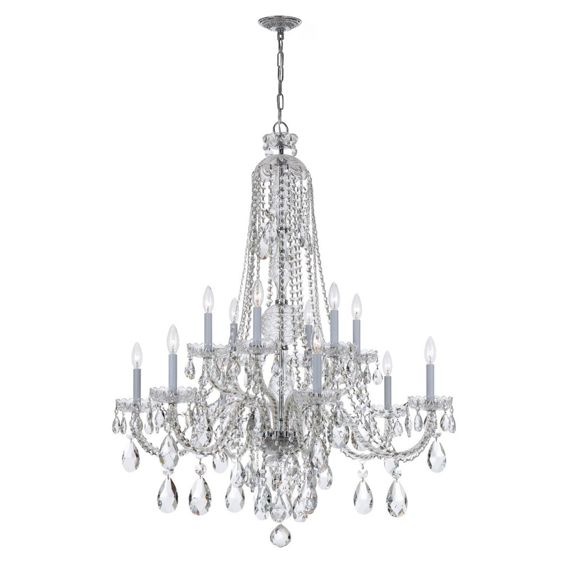 Crystorama 1112-CH-CL-S Traditional Crystal 12 Light Chandelier Polished Chrome