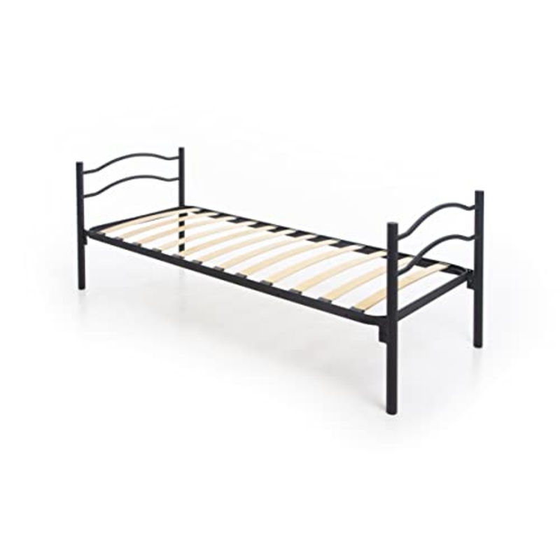 DOLCI SOGNI Rete Letto Singolo 80×190, Nero, Rapido Montaggio, Letto Ferro Battuto con Rete a Doghe, Letto con Testiera e Pediera, Altezza 35 cm, Letto Singolo 100% Made in Italy